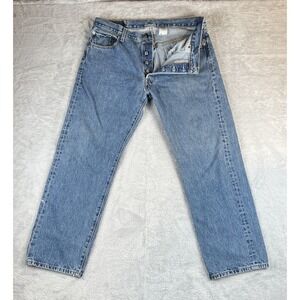 VTG Levis 501 Jeans Mens 36x30 Blue Straight Button Fly Mid Rise Light Wash